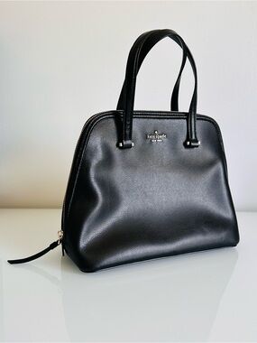 kate spade Black Leather Dome Satchel Handbag